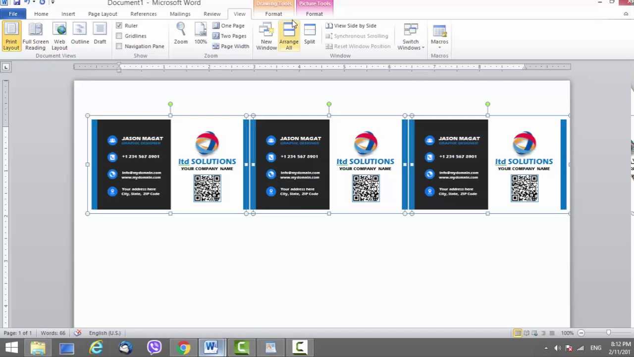 Business Card Template For Microsoft Word Throughout Ms Word Business Card Template