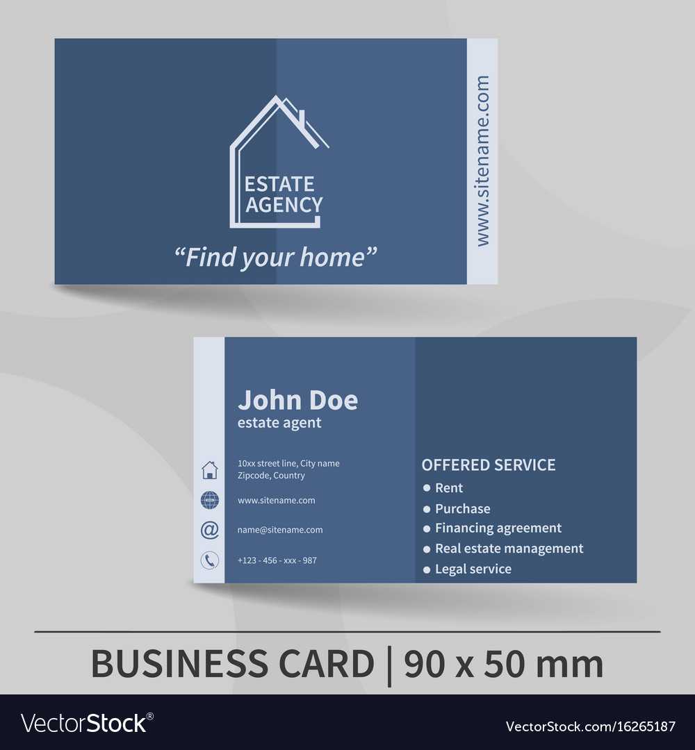 Business Card Template Real Estate Agency Design Throughout Real Estate Agent Business Card Template
