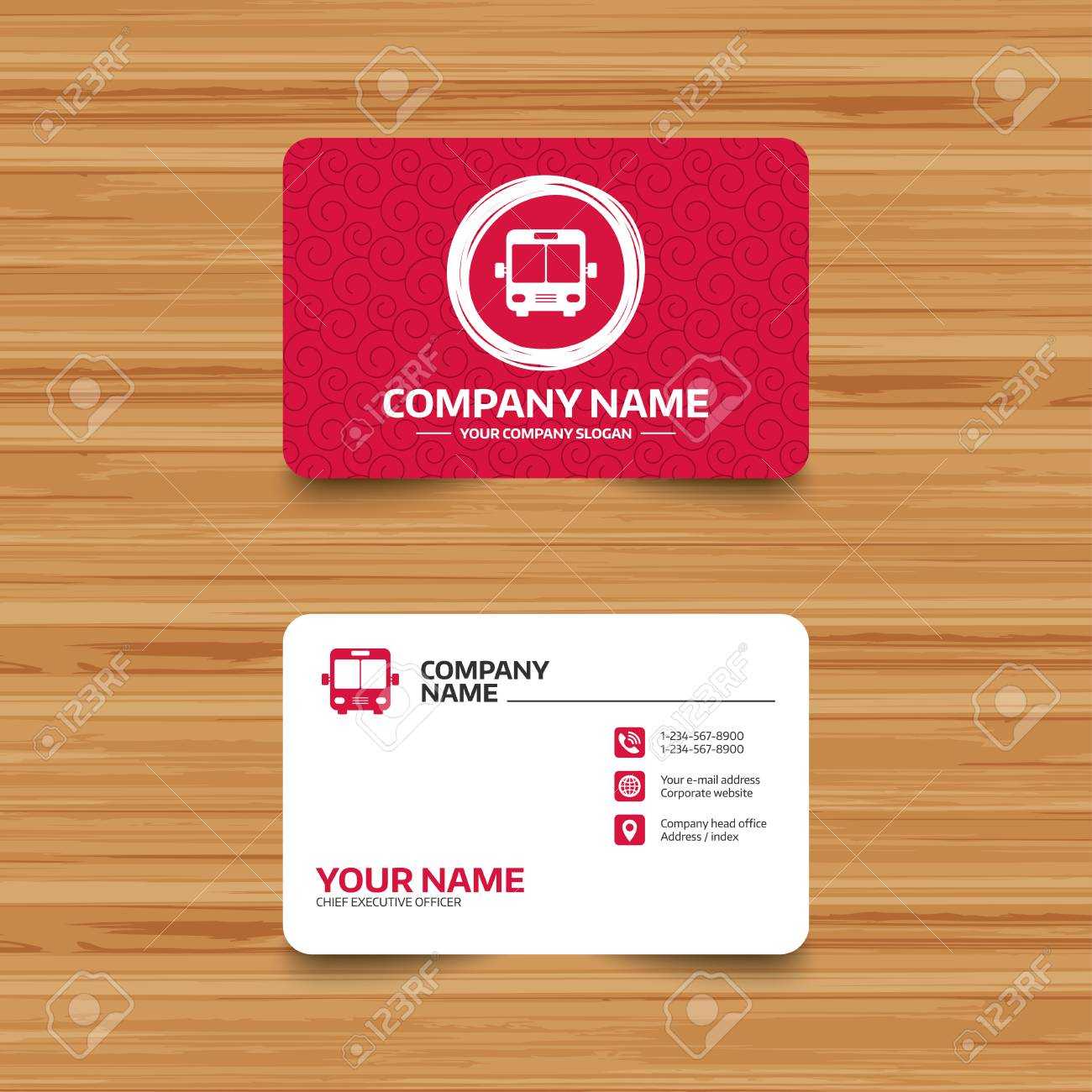 Business Card Template With Texture. Bus Sign Icon. Public Transport.. For Transport Business Cards Templates Free