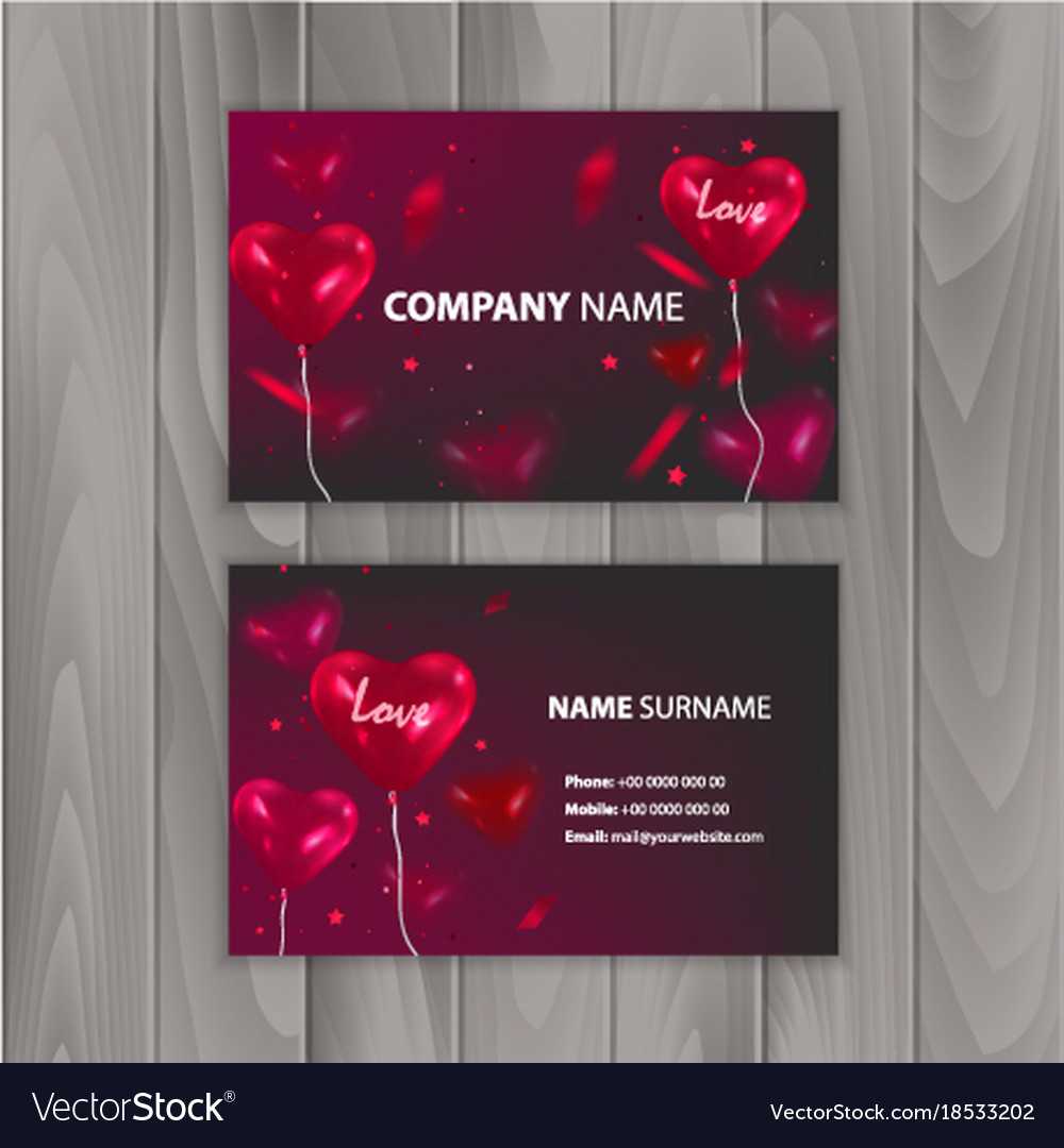 Business Card Templates With Realistic Balloons In Intended For Visiting Card Illustrator Templates Download