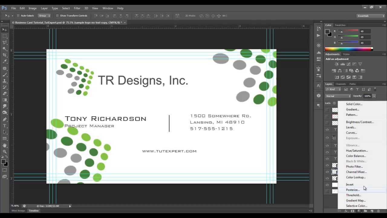 Business Card Tutorial – Create Your Own – Photoshop With Regard To Business Card Size Template Photoshop