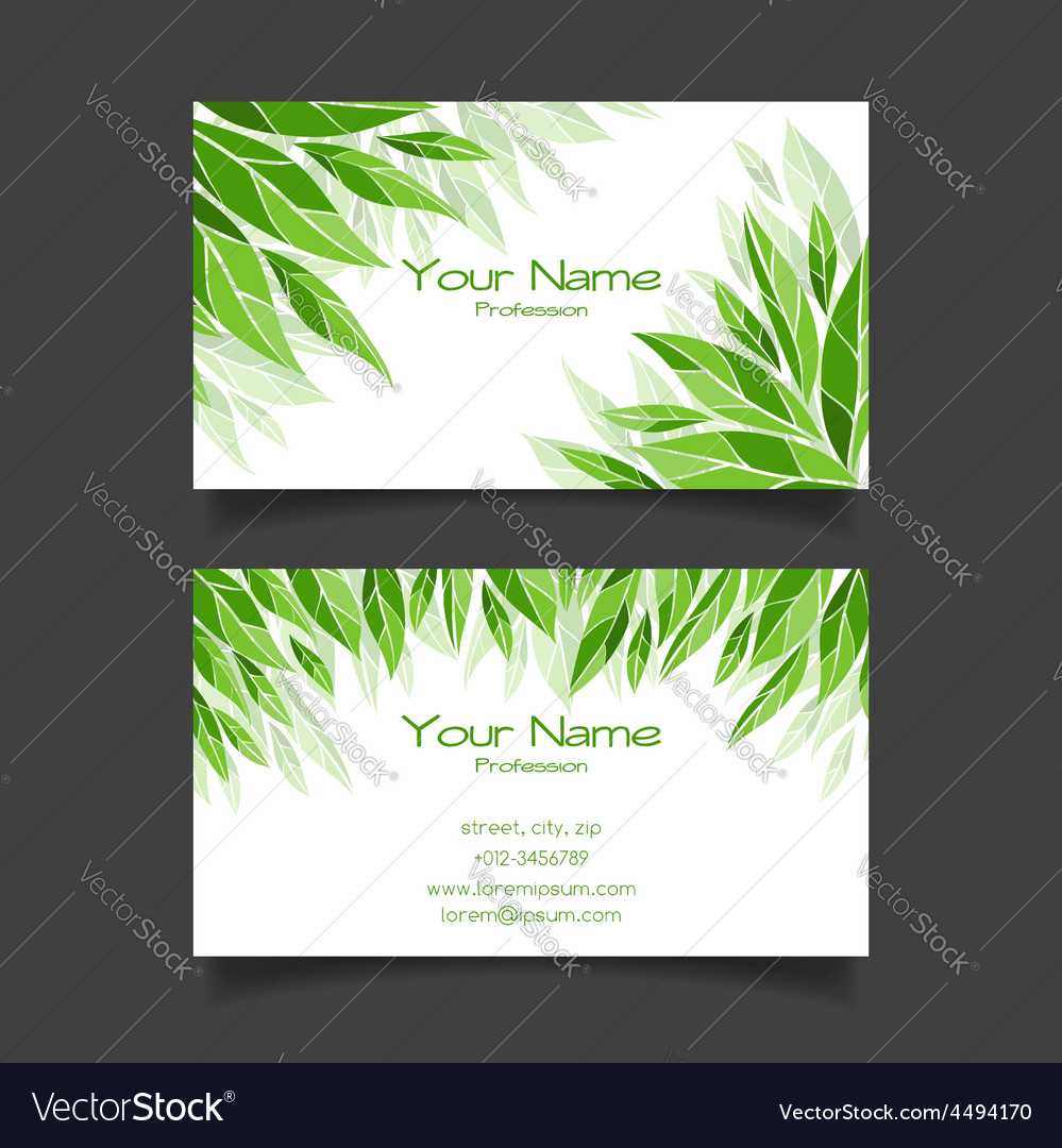 Business Card With Green Leaves Template Pertaining To Christian Business Cards Templates Free