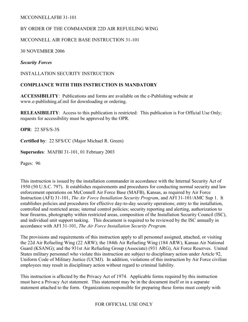 By Order Of The 22D Air Refueling Intended For Dd Form 2501 Courier Authorization Card Template