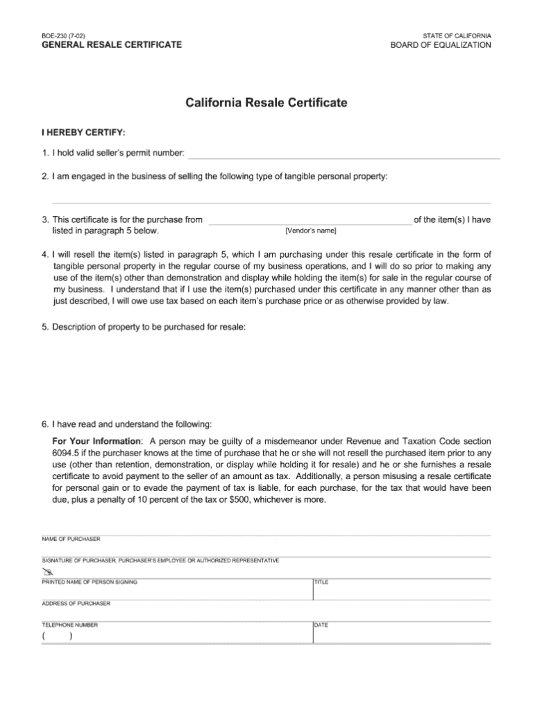 California Resale Certificate – Fill Online, Printable inside Resale Certificate Request Letter ...