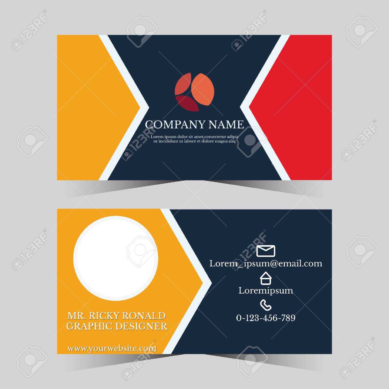 Calling Card Template For Business Man With Geometric Design For Template For Calling Card