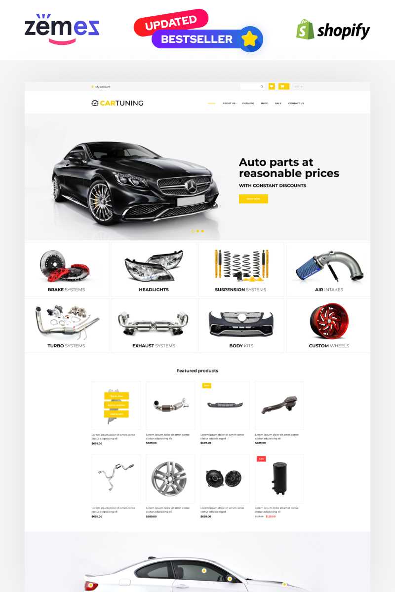 Car Tuning Ecommerce Template Shopify Theme With Automotive Gift Certificate Template