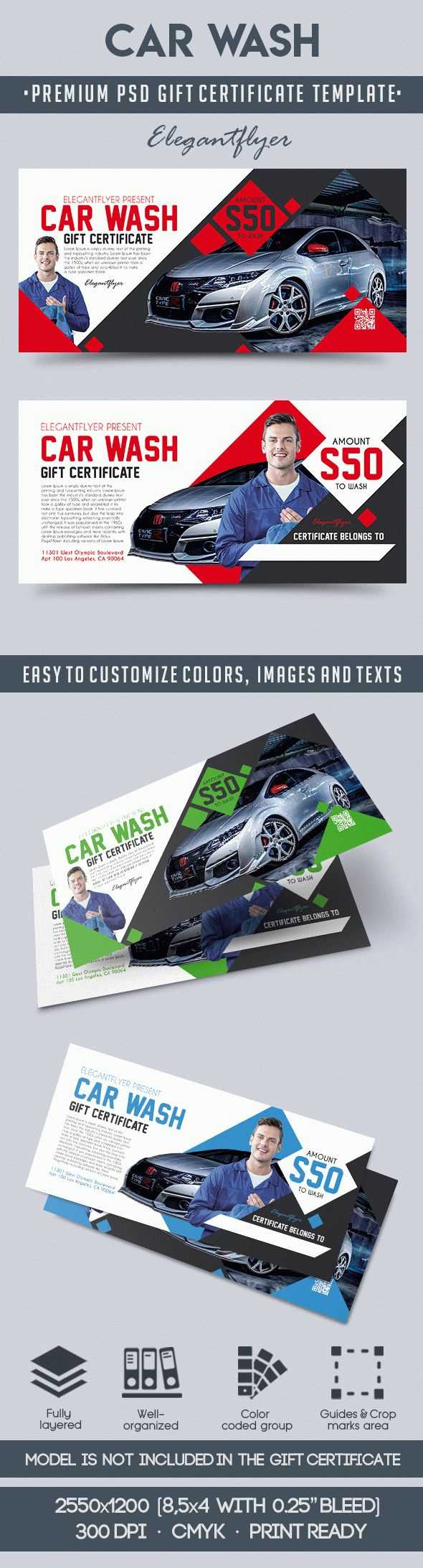 Car Wash – Premium Gift Certificate Psd Template Intended For Automotive Gift Certificate Template