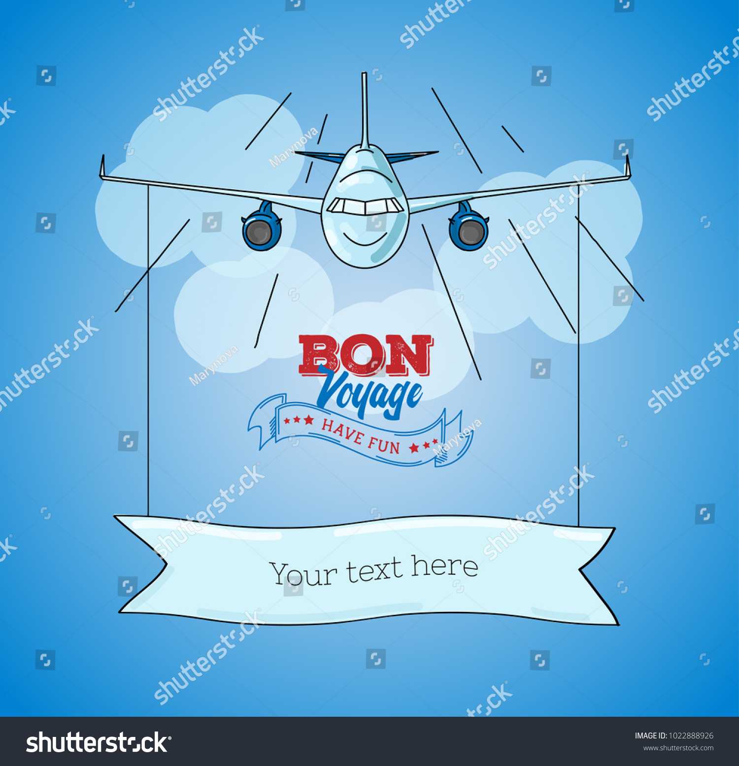 Card Template Plane Graphic Illustration On Stock Vector With Bon Voyage Card Template