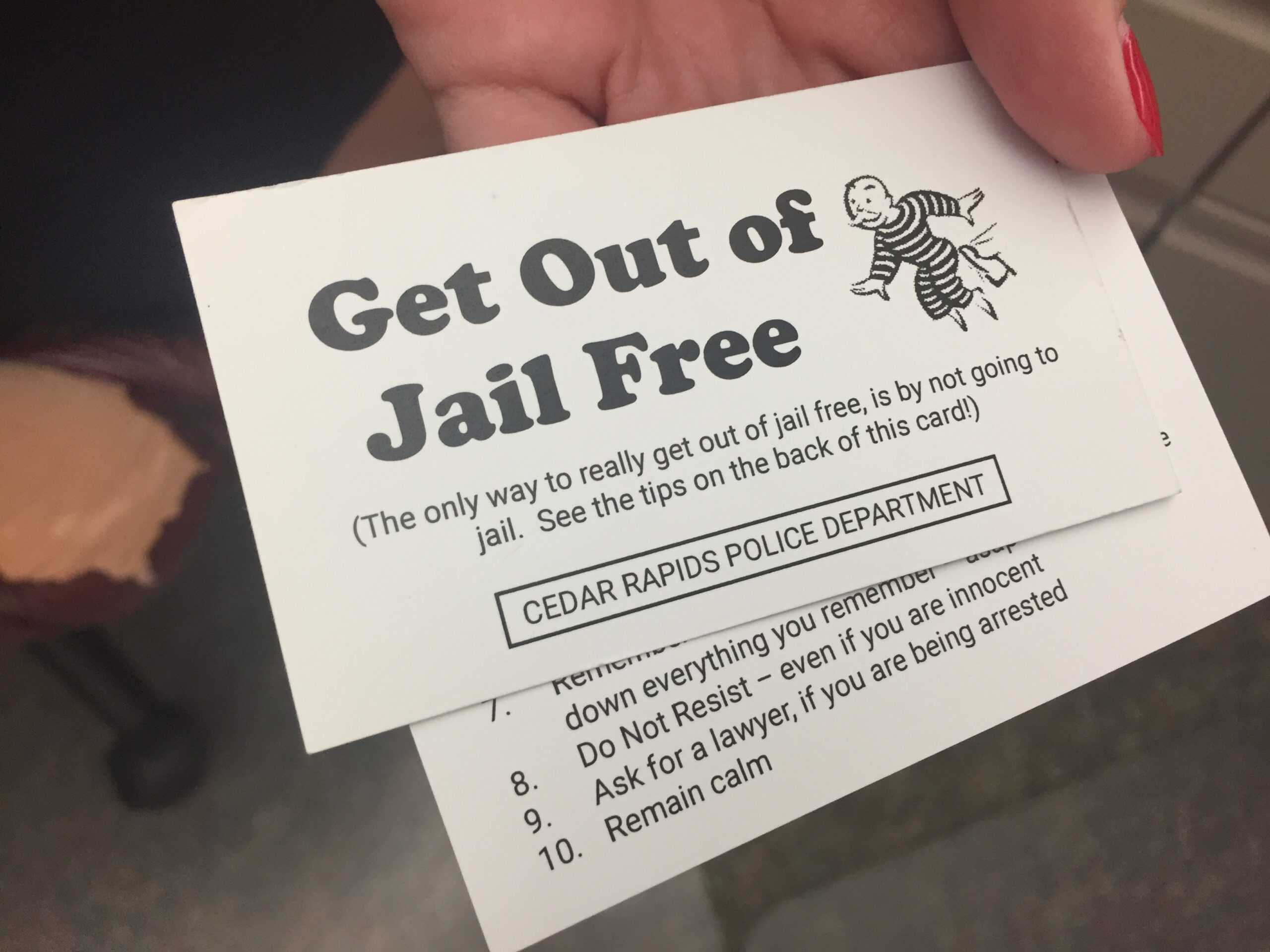 Cedar Rapids Police Use Monopoly Inspired Cards To Help For Get Out Of Jail Free Card Template