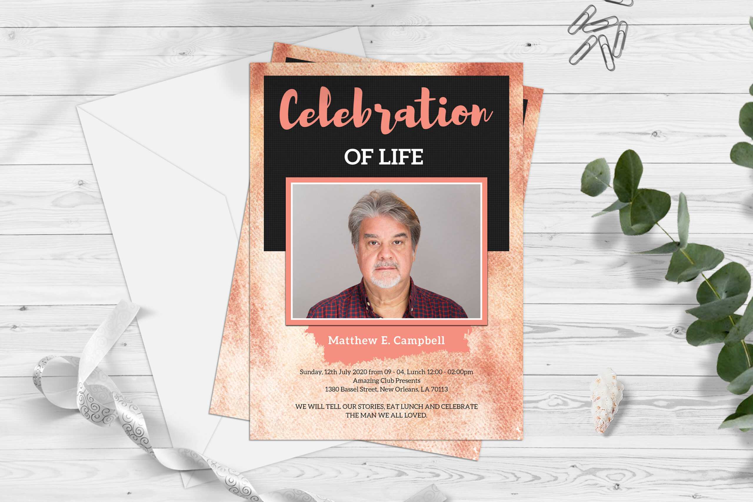 Celebration Of Life Funeral Program Invitation Card Template Inside Remembrance Cards Template Free