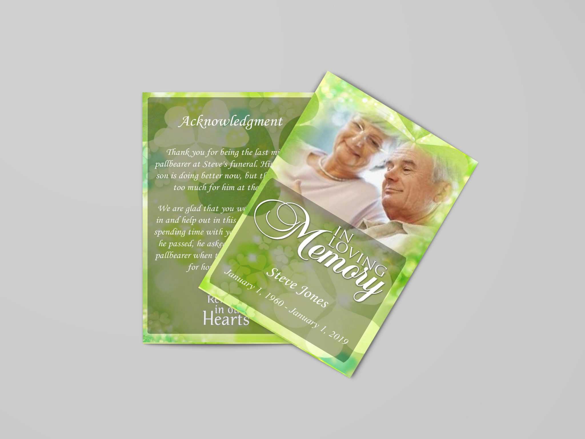 Celtic Irish Green Funeral Program Template Inside Memorial Cards For Funeral Template Free