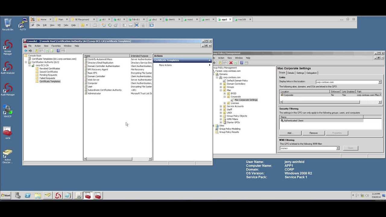 Centrify Suite 2014 & Mac Os X – Certificate Auto Enrollment For  Workstations (Extras) Throughout Workstation Authentication Certificate Template