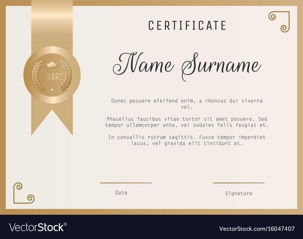 Certificate Award Template Blank In Gold Pertaining To Template For Certificate Of Award
