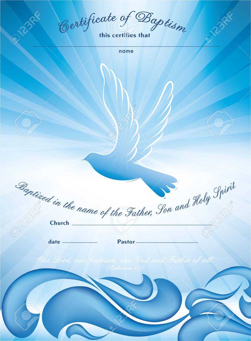 Certificate Baptism Template. With Waves Of Water And Where Multiple.. In Christian Baptism Certificate Template