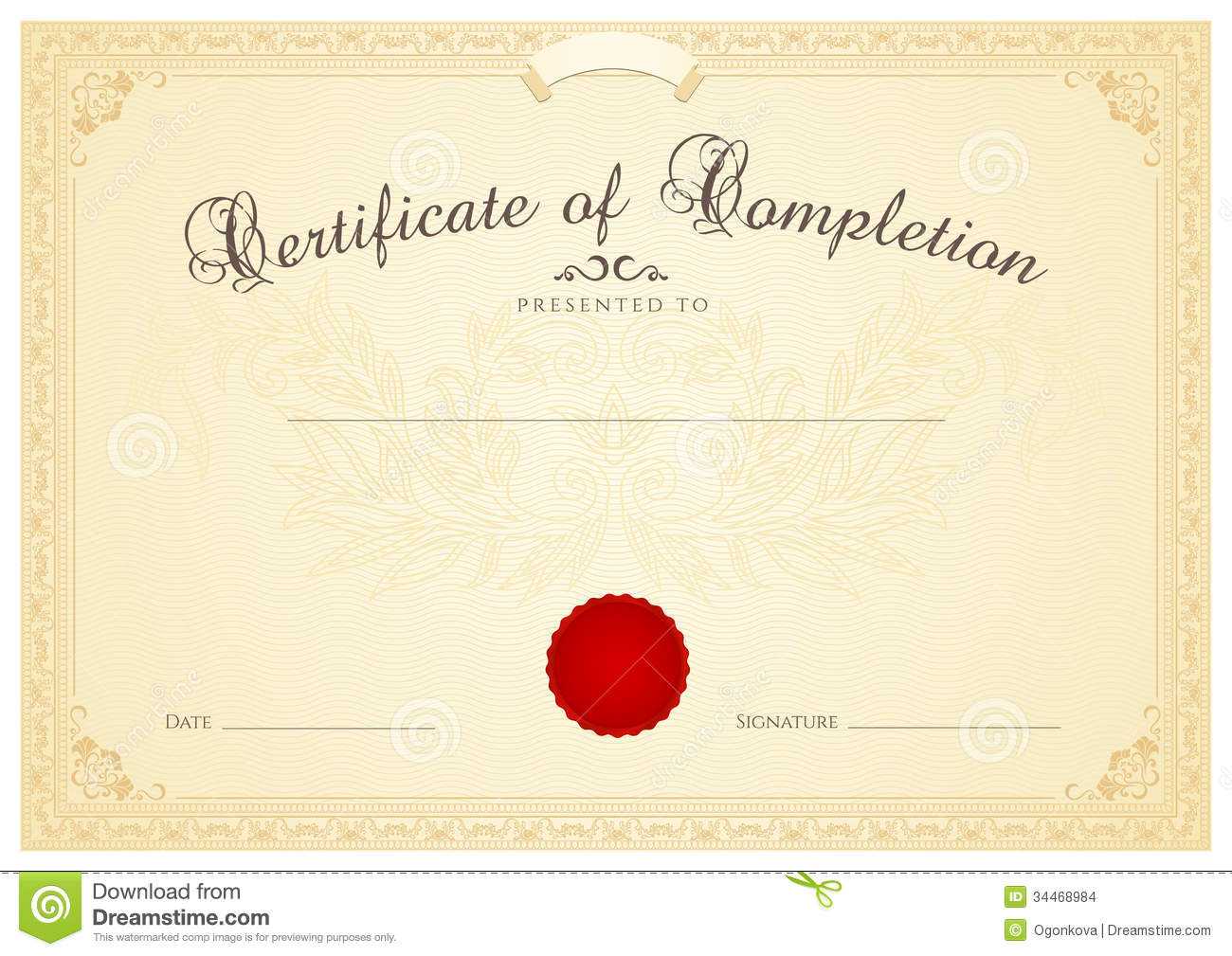 Certificate / Diploma Background Template. Floral Stock In Scroll Certificate Templates