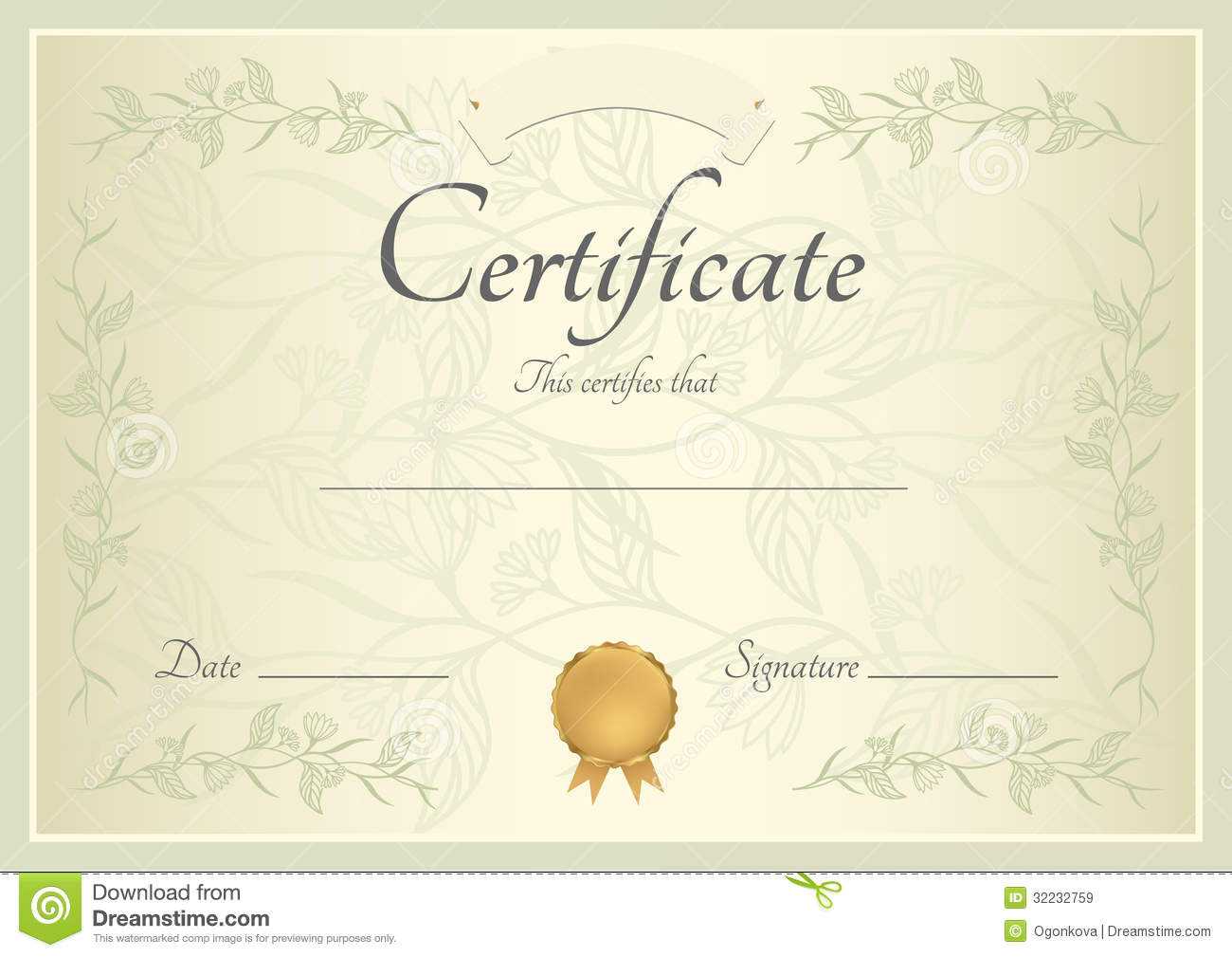 Certificate / Diploma Background (Template) Stock Vector Pertaining To Small Certificate Template