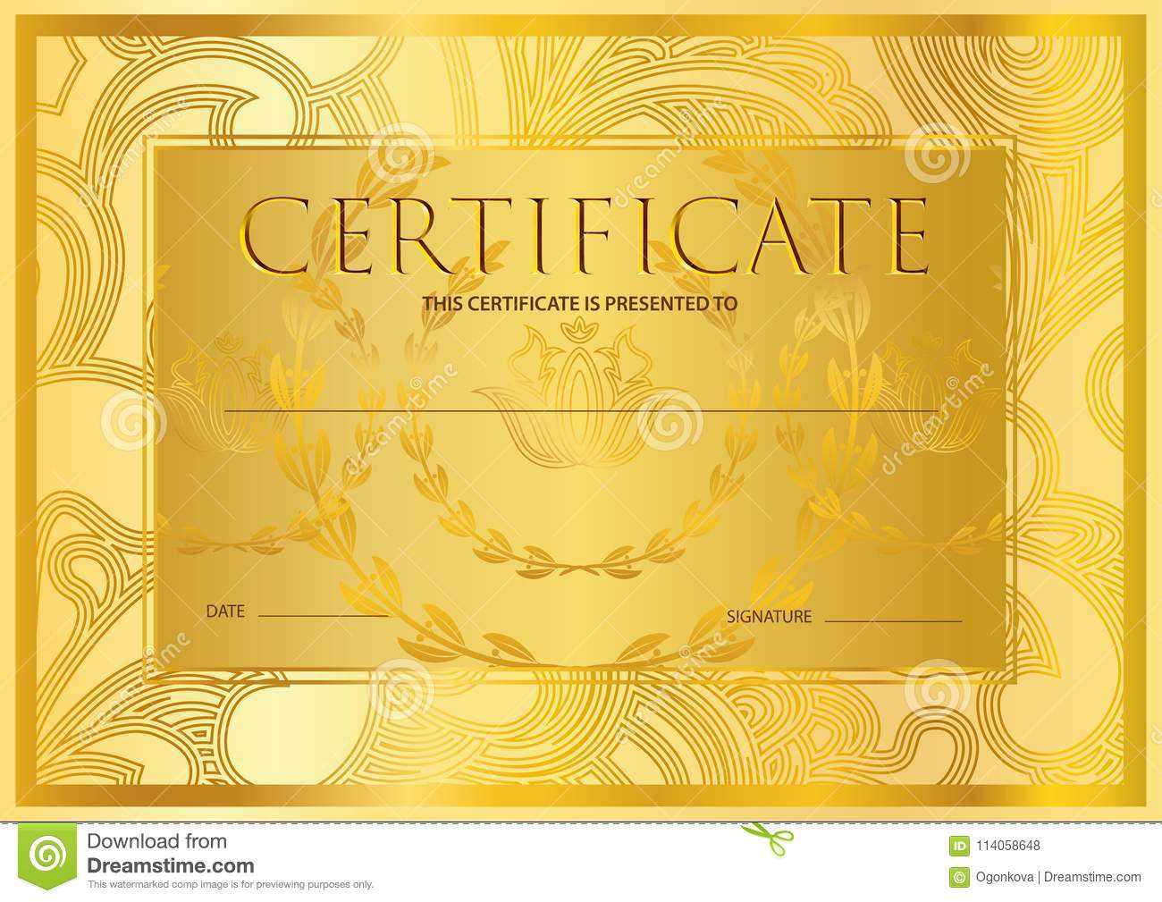 Certificate, Diploma Golden Design Template, Colorful Throughout Certificate Scroll Template