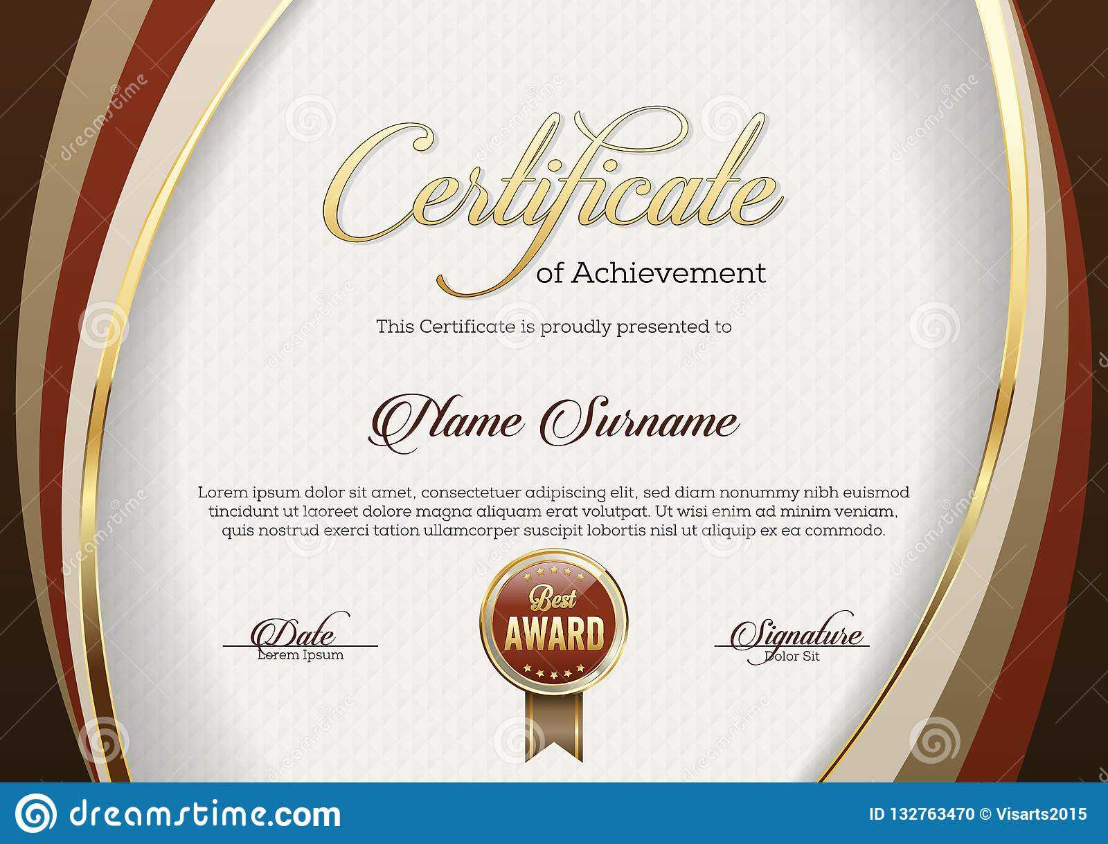 Certificate Of Achievement. Landscape. Template. Stock With Regard To Landscape Certificate Templates