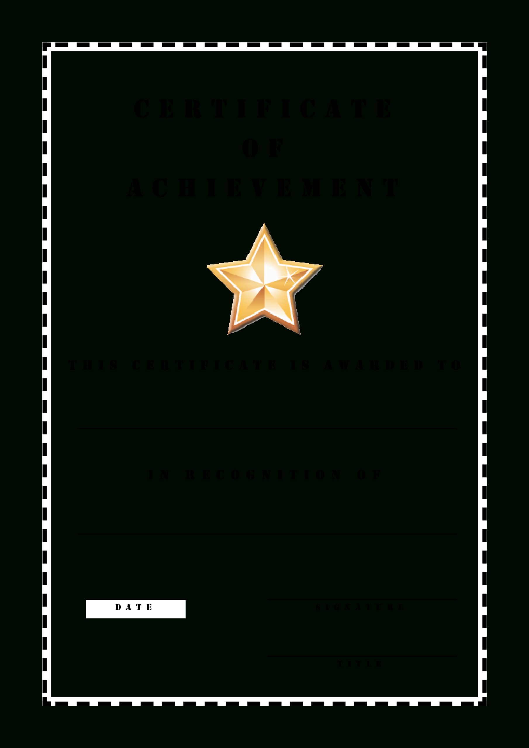 Certificate Of Achievement Stencil | Templates At With Blank Certificate Of Achievement Template