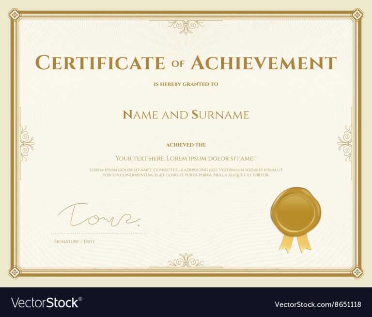 Certificate Of Achievement Template In Gold Theme Inside Blank ...