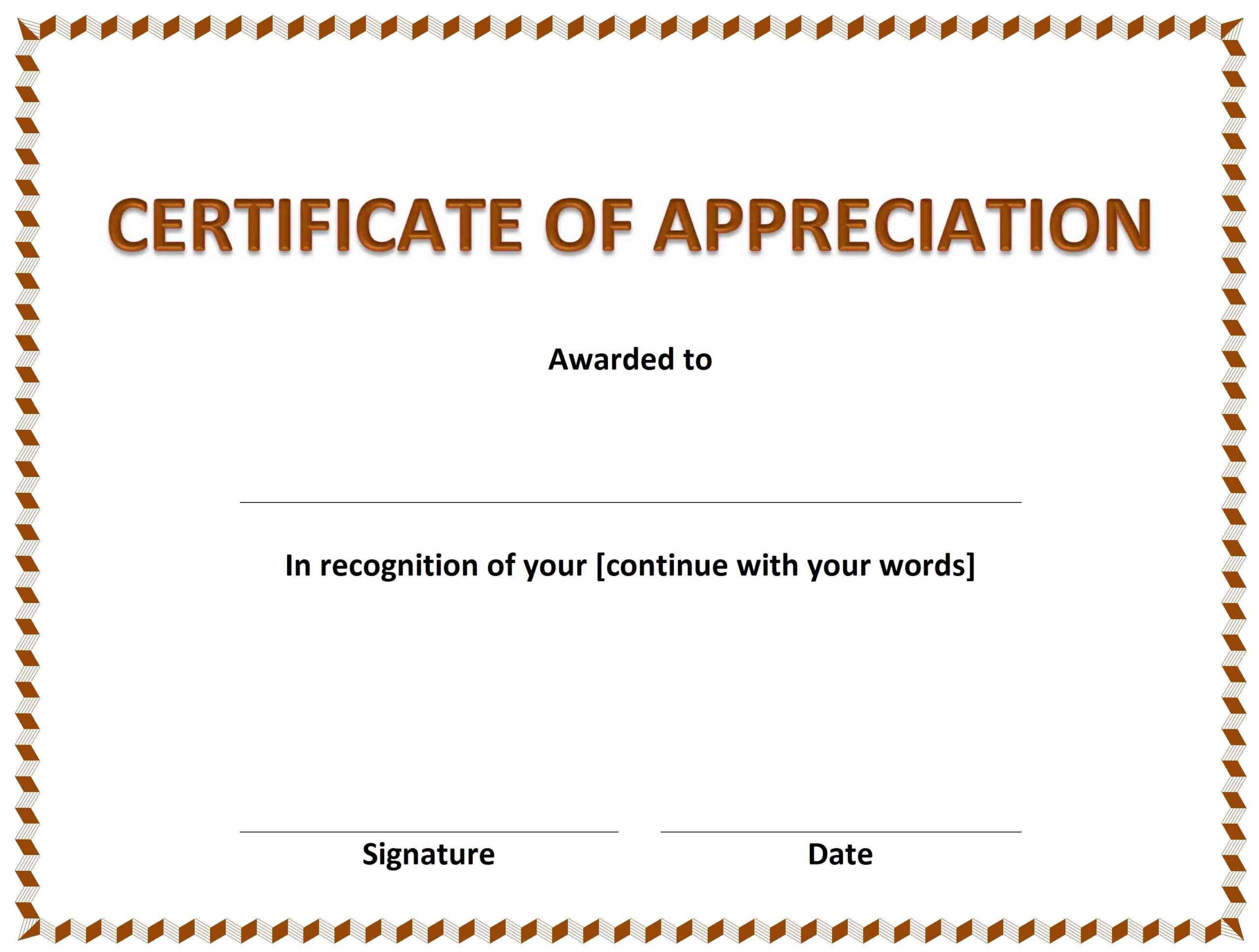 Certificate Of Appreciation » Officetemplates Inside Template For Certificate Of Appreciation In Microsoft Word