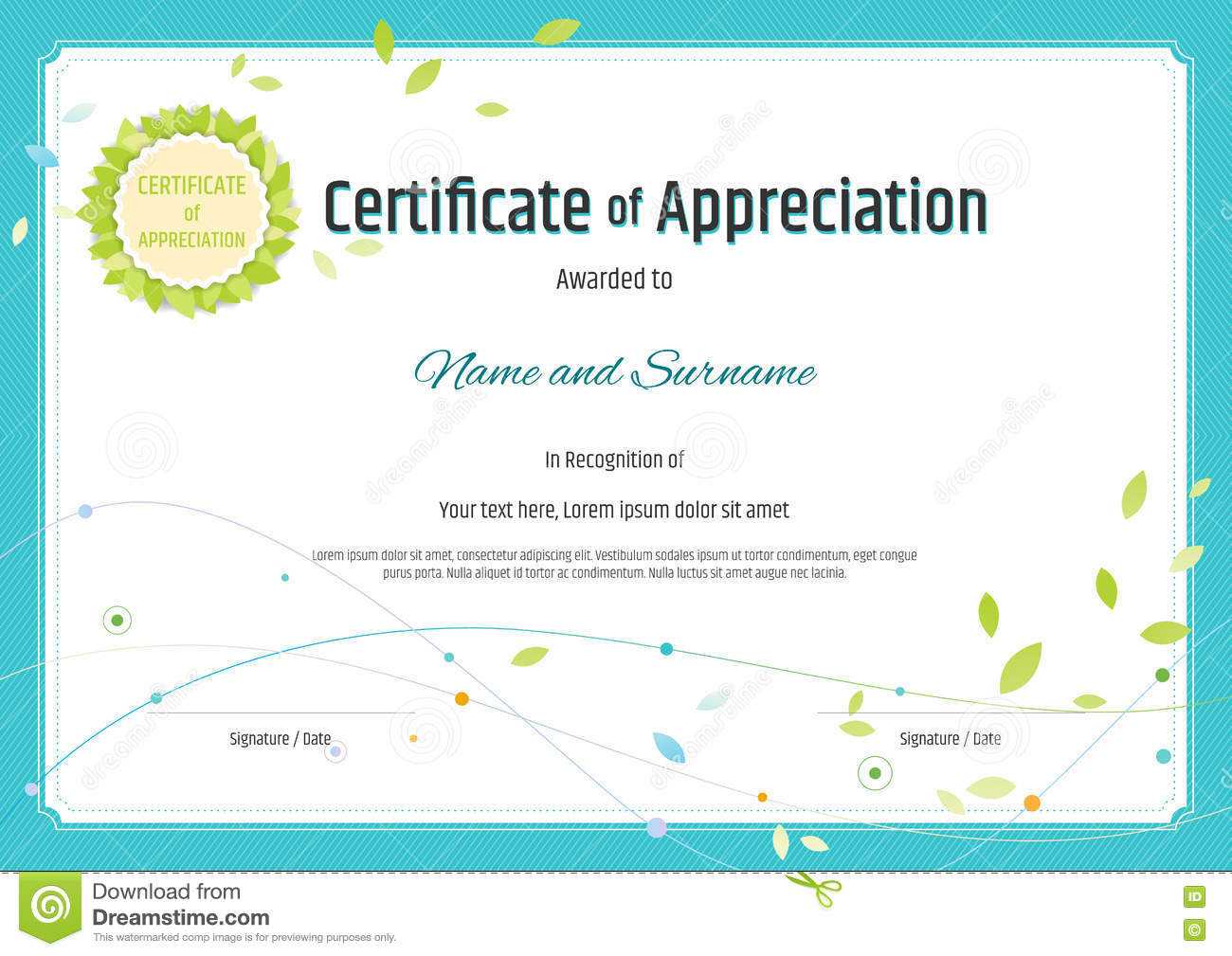 Certificate Of Appreciation Template In Nature Theme With Pertaining To Free Certificate Of Excellence Template