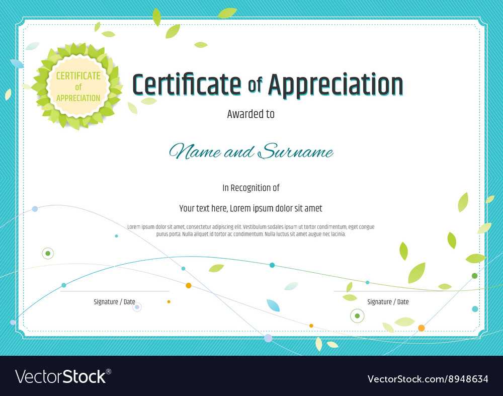 Certificate Of Appreciation Template Nature Theme Regarding Template For Recognition Certificate