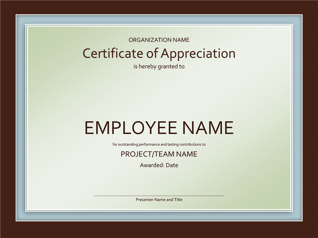 Certificate Of Appreciation Template Throughout Commemorative Certificate Template