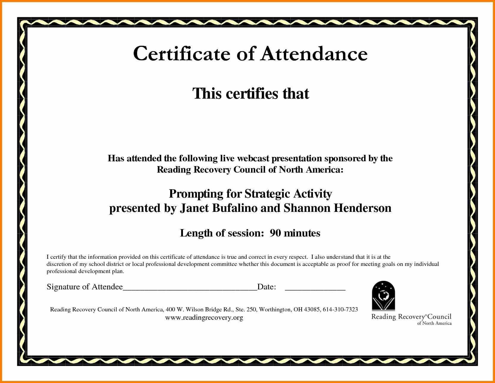 Certificate Of Attendance Template Word Ukran Agdiffusion Regarding Conference Certificate Of Attendance Template