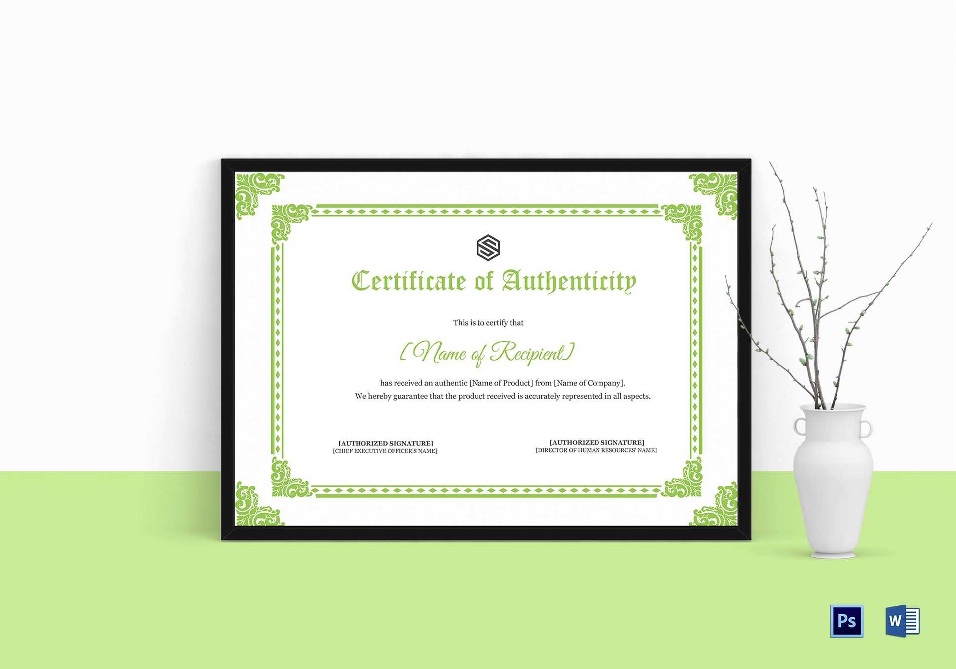Certificate Of Authenticity Template In Certificate Of Authenticity Template