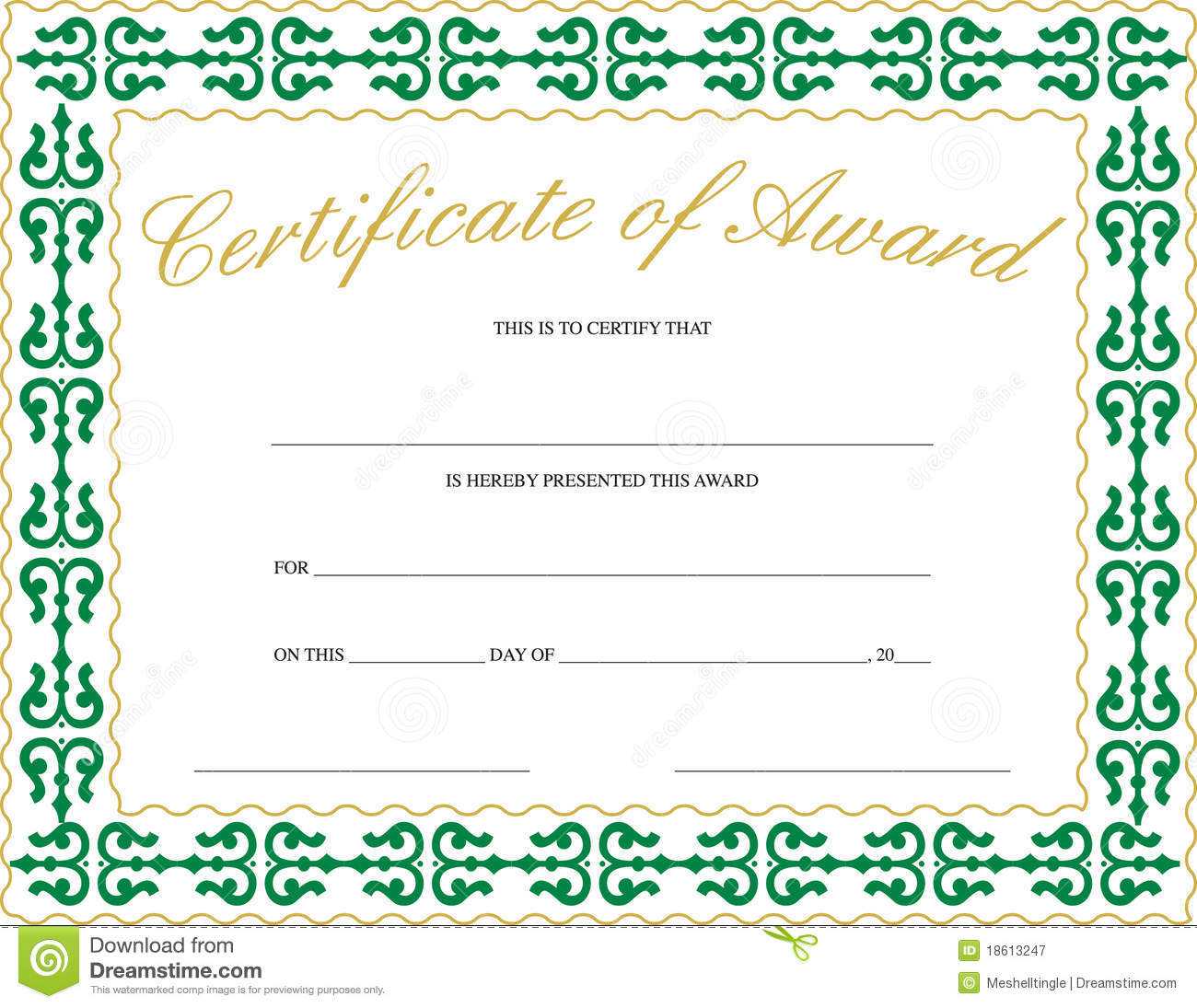 Certificate Of Award Stock Vector. Illustration Of Paper In Generic Certificate Template