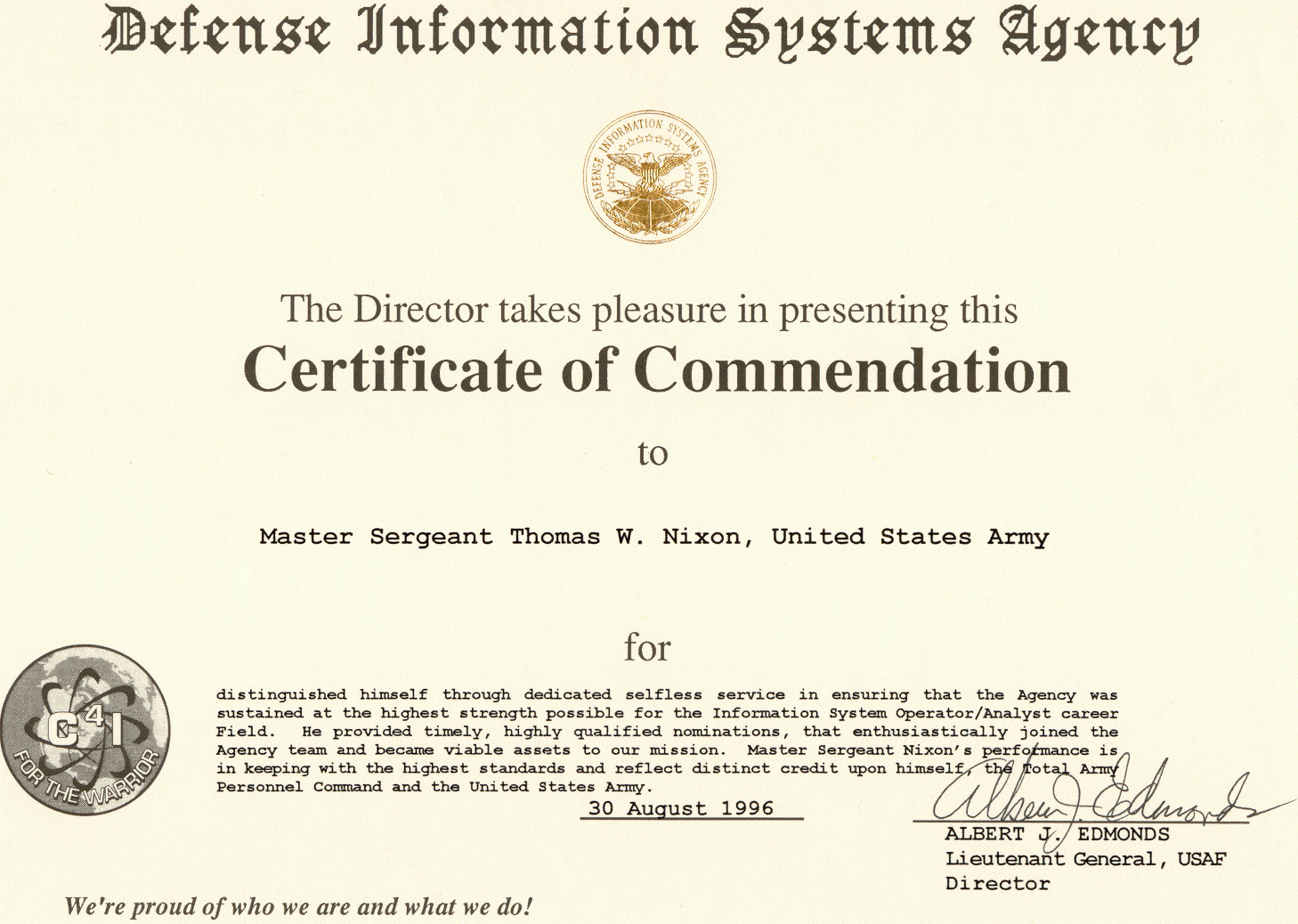Certificate Of Commendation Inside Certificate Of Achievement Army Template