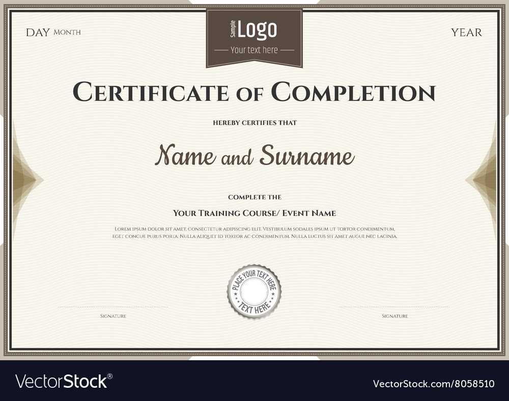 Certificate Of Completion Template In Brown Regarding Blank Certificate Of Achievement Template