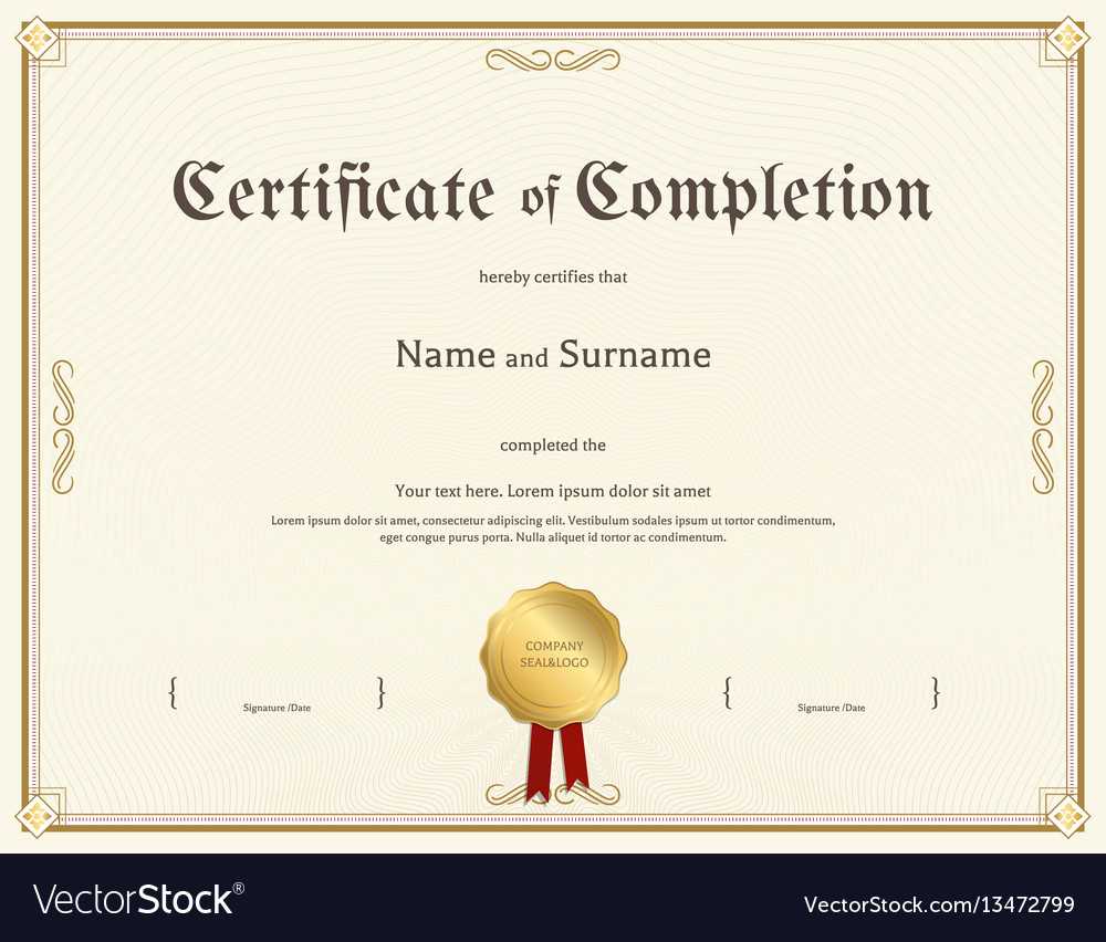 Certificate Of Completion Template In Vintage With Certification Of Completion Template