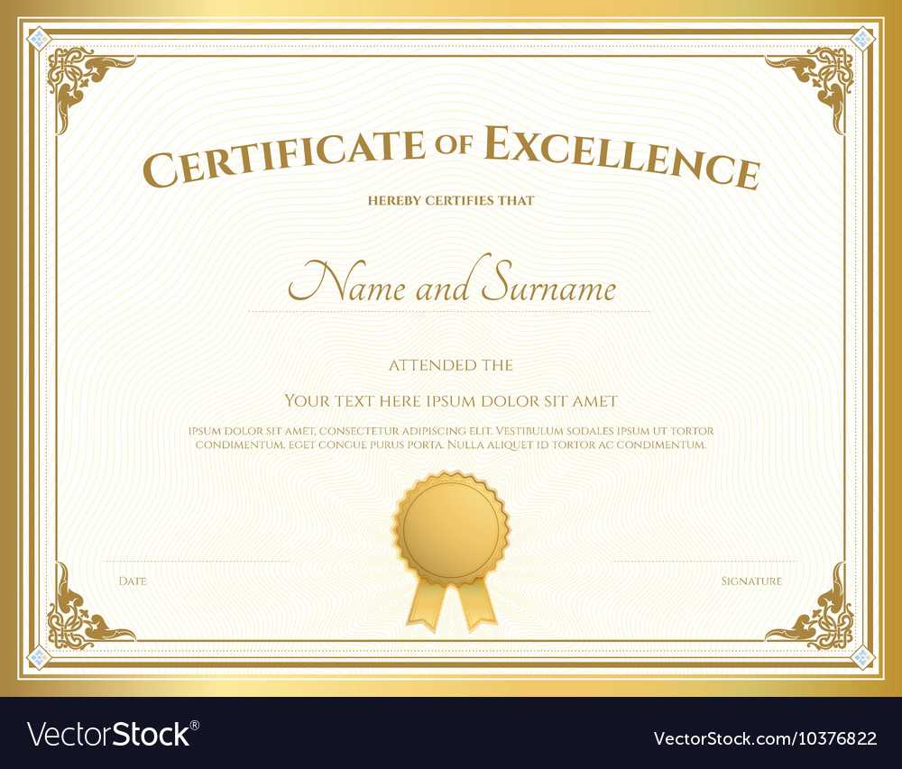 Certificate Of Excellence Template Gold Theme Inside Free Certificate Of Excellence Template