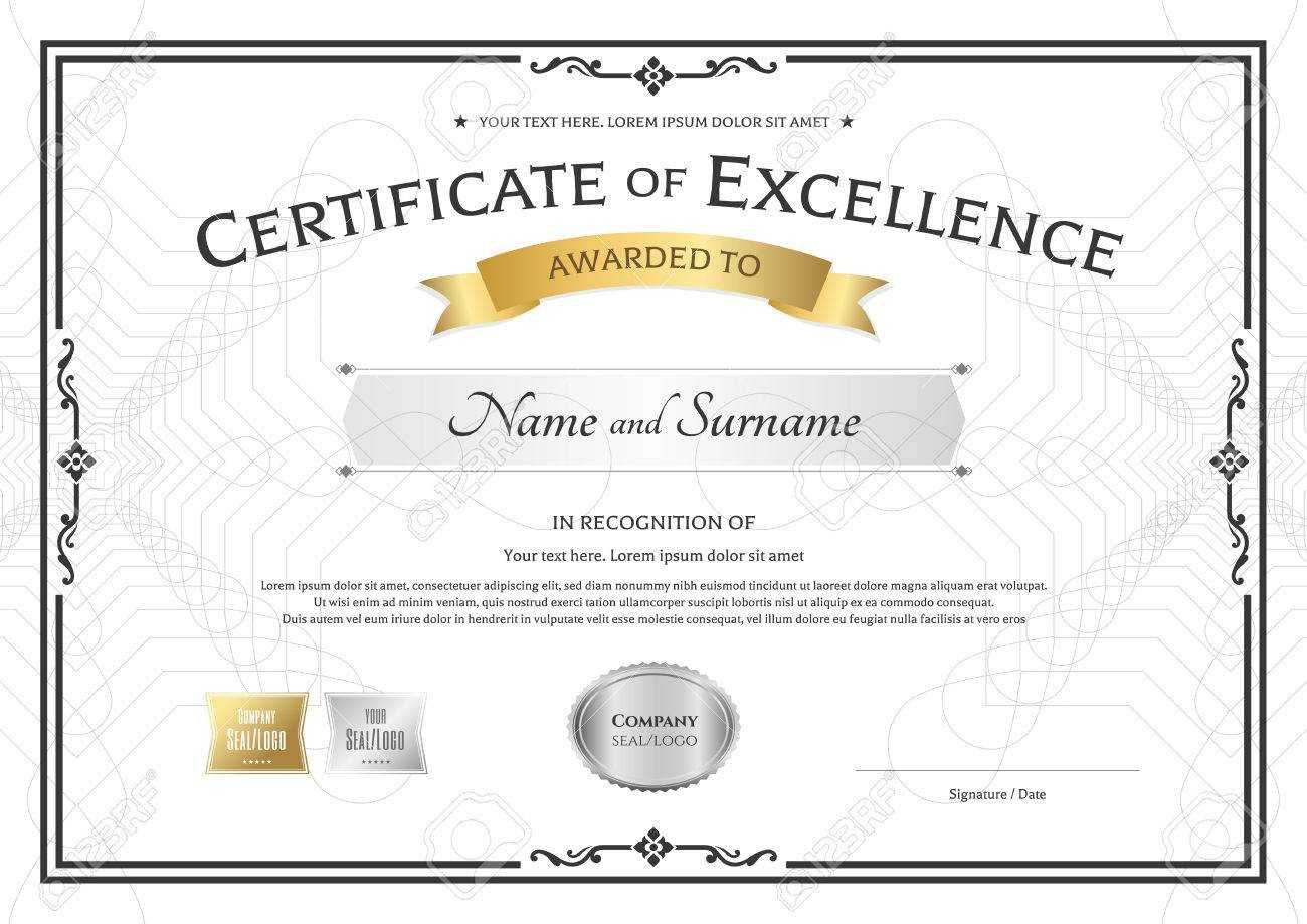 Certificate Of Excellence Template With Gold Award Ribbon On.. Regarding Award Of Excellence Certificate Template