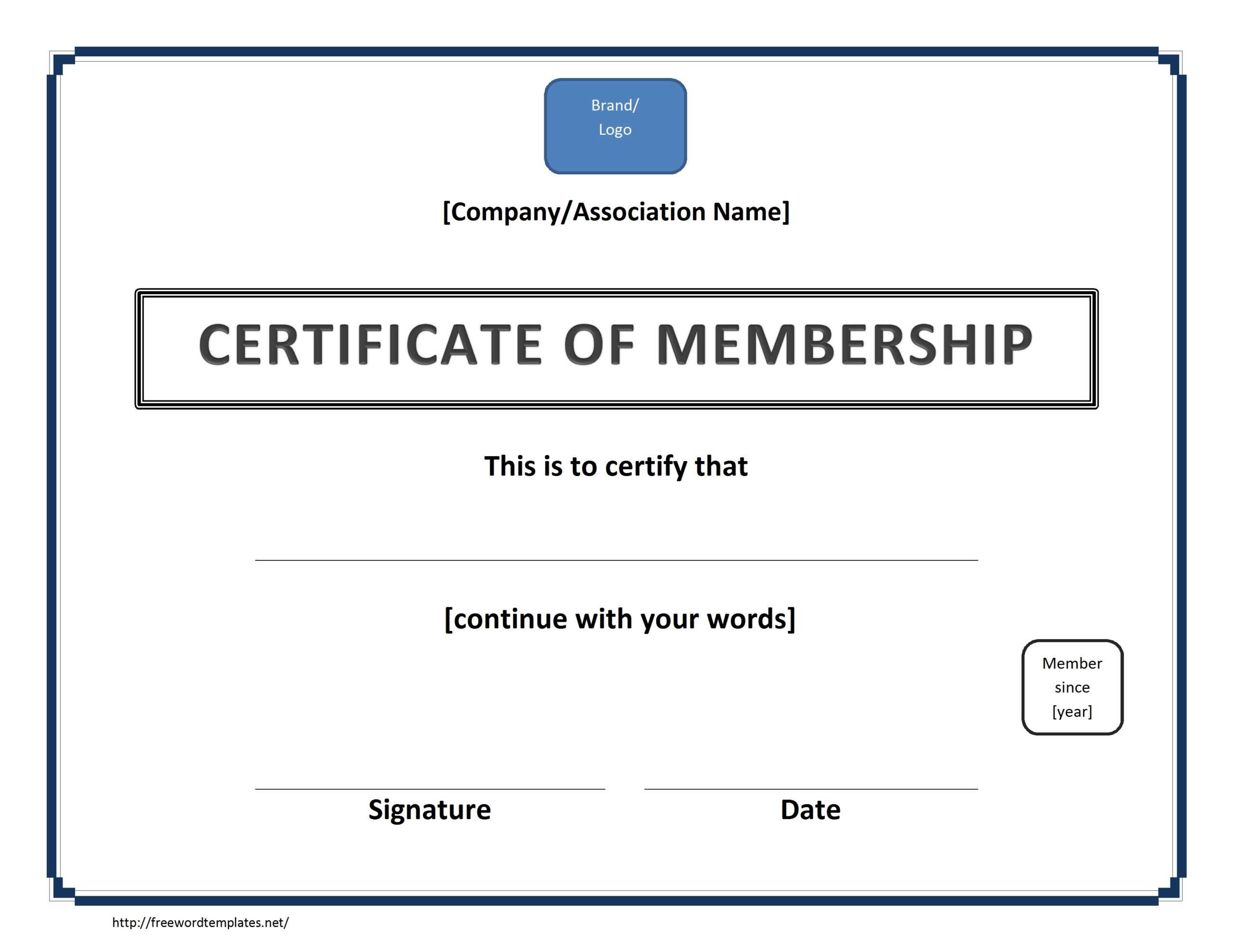Certificate Of Membership Template Regarding New Member Certificate Template