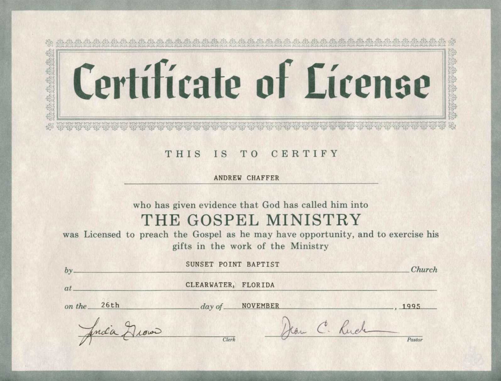 Certificate Of Ordination For Pastor Template For Certificate Of Ordination Template