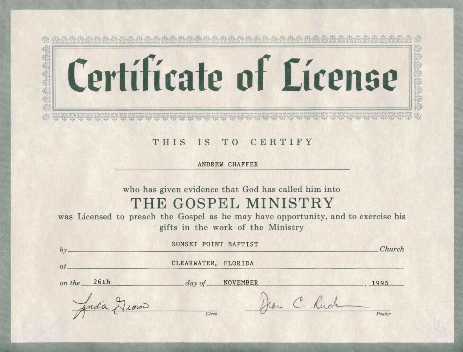 Certificate Of Ordination For Pastor Template In Ordination Certificate Template