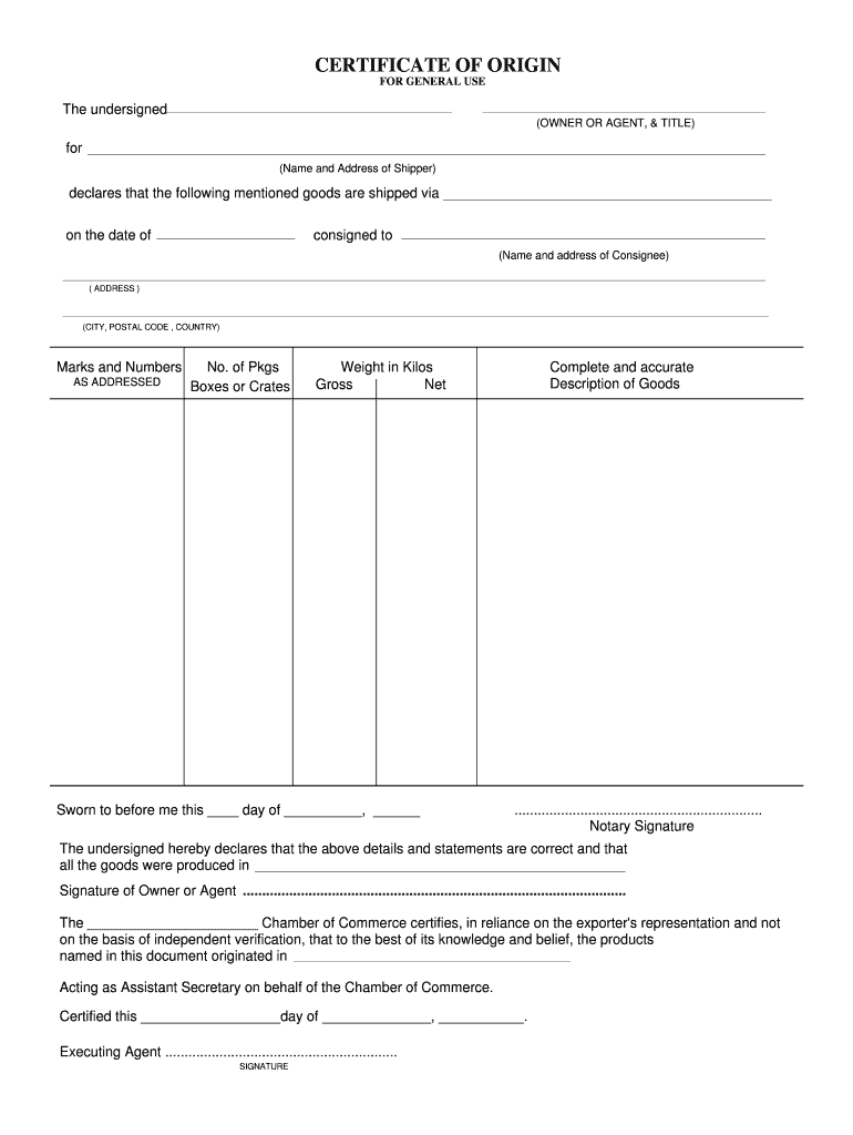 Certificate Of Origin – Fill Online, Printable, Fillable With Certificate Of Origin For A Vehicle Template