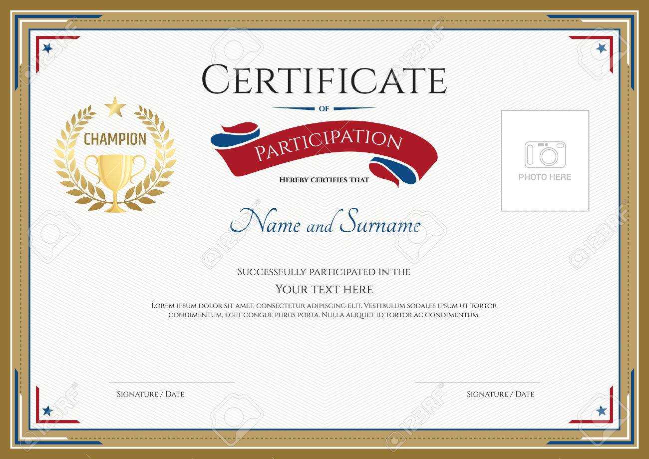 Certificate Of Participation Template With Gold Broder, Gold.. For Certification Of Participation Free Template
