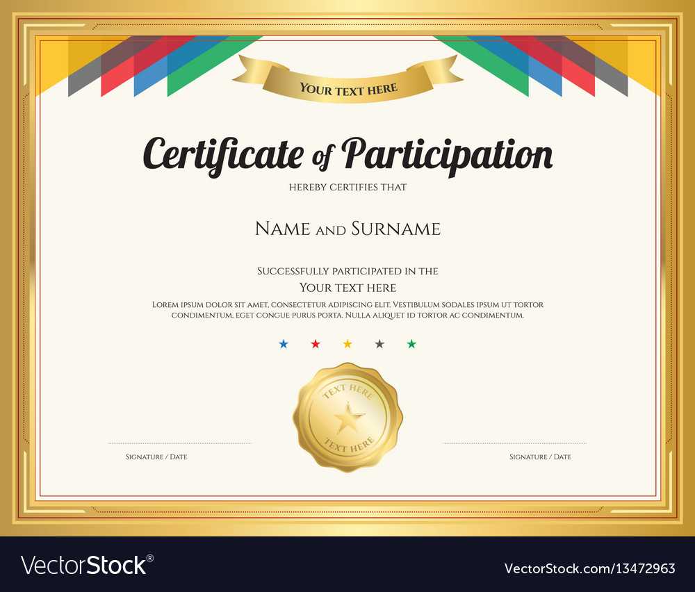 Certificate Of Participation Template With Gold Throughout Sample Certificate Of Participation Template