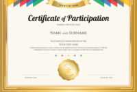 Certificate Of Participation Template With Gold with regard to Free Templates For Certificates Of Participation