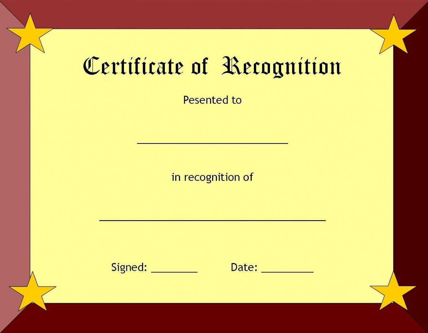 Certificate Of Recognition Template – Certificate Templates Inside Teacher Of The Month Certificate Template