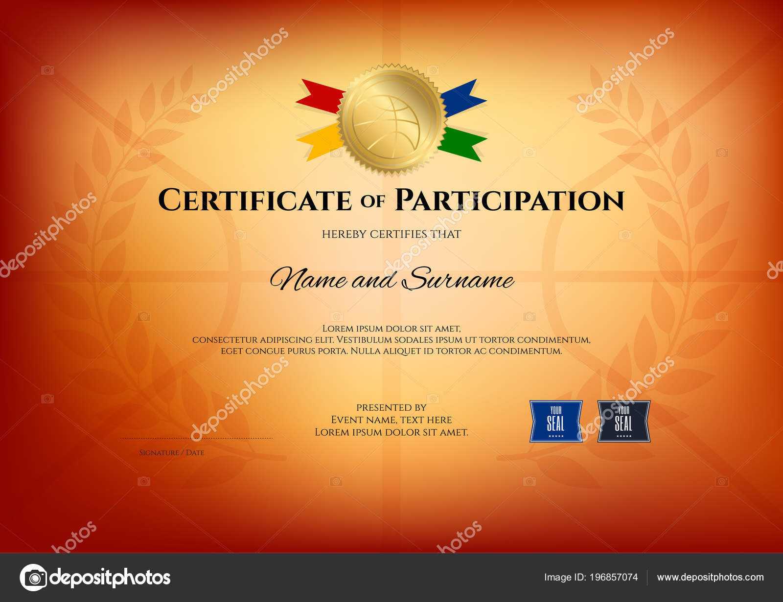 Certificate Template Basketball Sport Theme Basketball Theme Intended For Basketball Camp Certificate Template