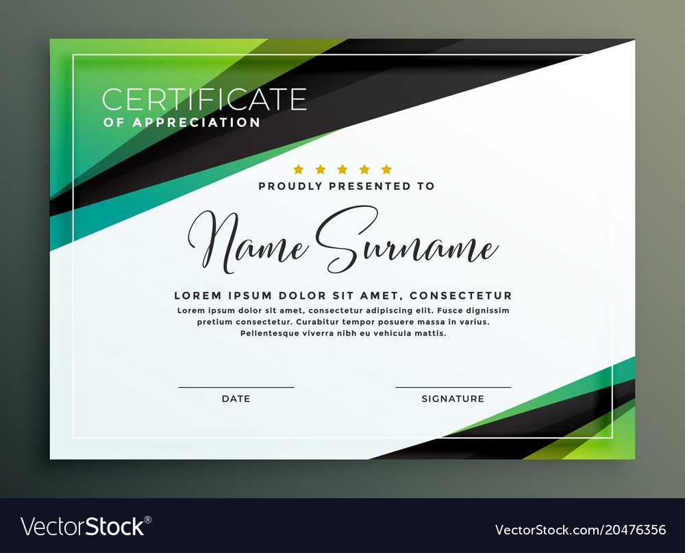 Certificate Template Design In Green Black Within Design A Certificate Template