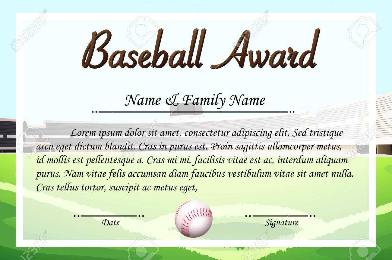 Certificate Template For Baseball Award Illustration Regarding Softball Certificate Templates