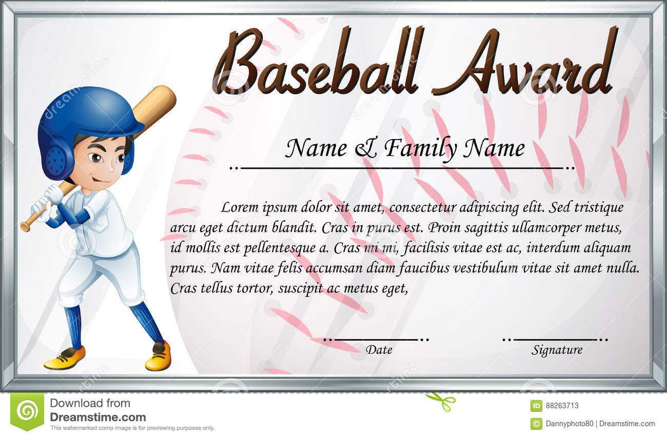 Certificate Template For Baseball Award With Baseball Player Throughout Softball Certificate Templates