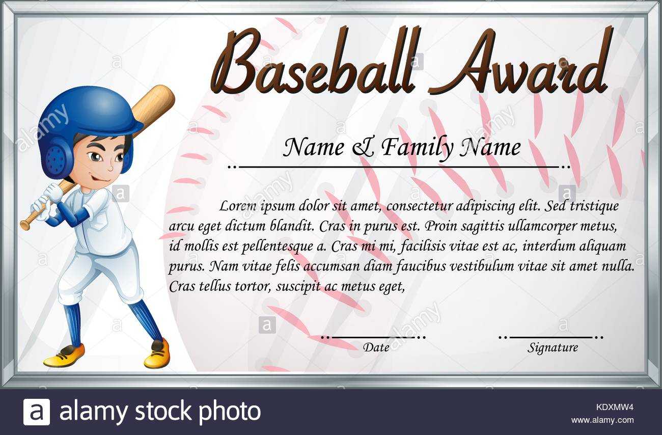 Certificate Template For Baseball Award With Baseball Player With Softball Award Certificate Template