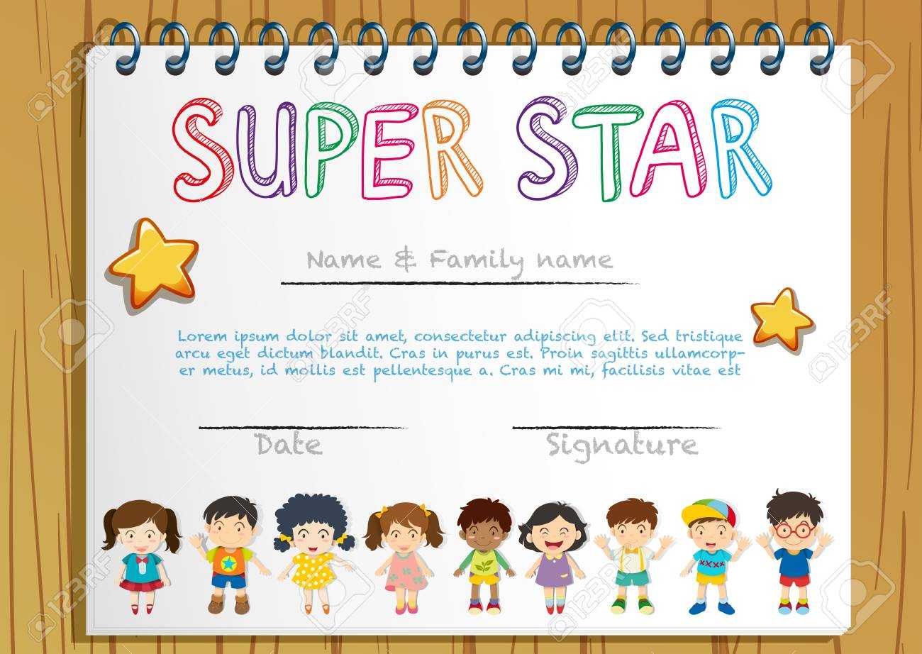 Certificate Template For Super Star Illustration In Star Certificate Templates Free